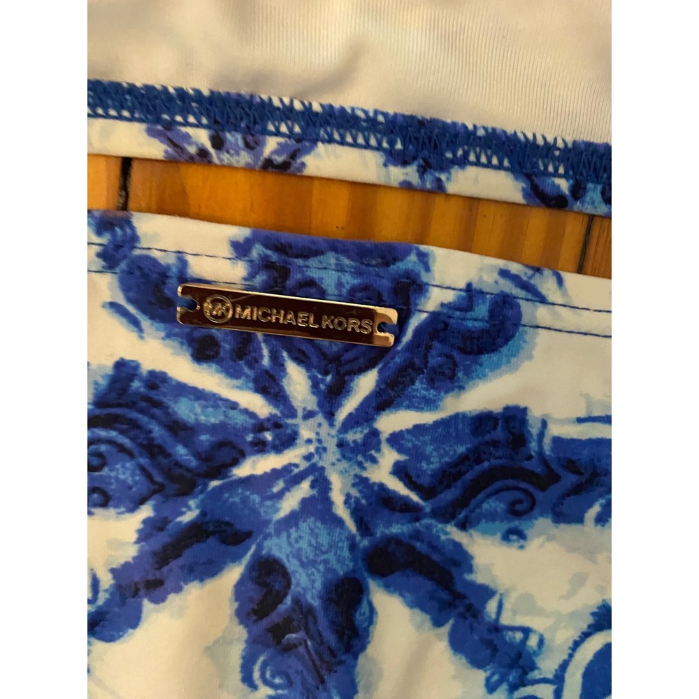 Michael Kors Womens Blue White Sz XS High Neck Halter Bikini Set Two Piece - Picture 7 of 9